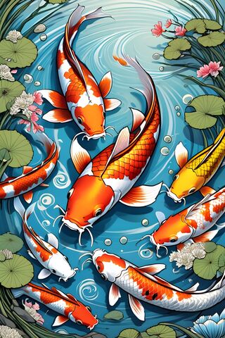 Vibrant Koi Pond 🌊🐟