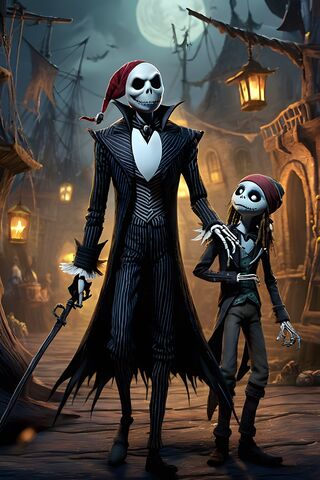 Jack Skellington and His Son Jack Skellington Son Is Dressed Up As