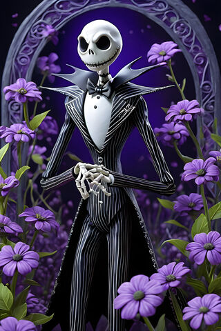 Jack Skellington With Purple Flowers