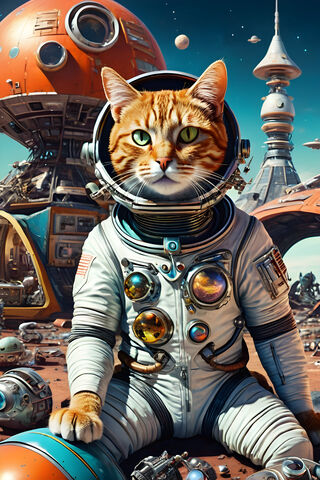 Junkyard Cat In A Space Suit
