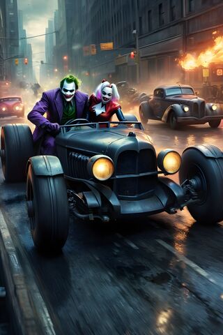 Joker and Harley Driving