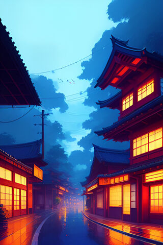 Enchanted Evening in a Japanese Village 🌌🏯