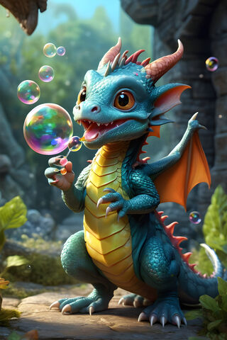 Bubbly Bliss: A Dragon's Delight' 🐉✨