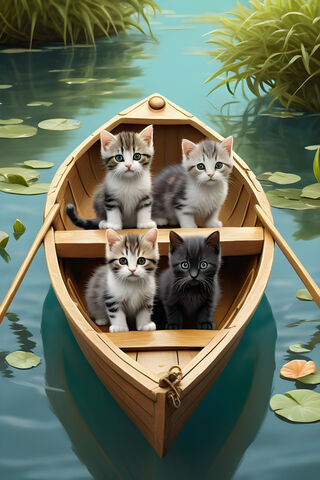 Adorable Kittens on a B..