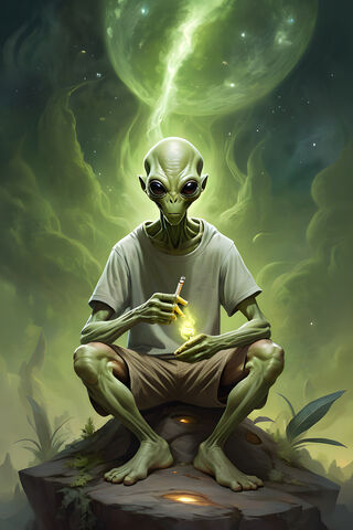 Kryptonite Alien, Green, Smoking Joint,