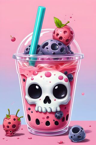 Sweet & Spooky Strawberry Boba Delight 🍓💀