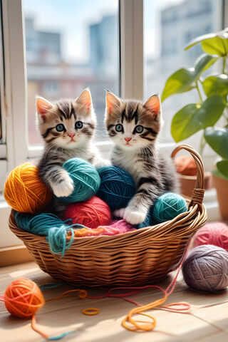 Kittens and Yarn