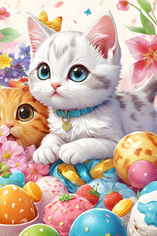 Adorable Kittens in a Colorful Wonderland 🍦🐾