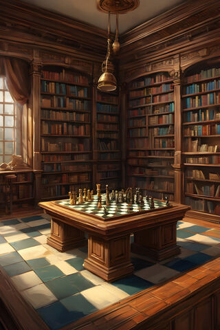 A Game of Strategy in a Cozy Library 🏰♟️