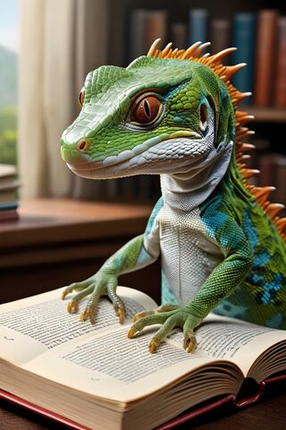 Wise Lizard Reading 📚🦎