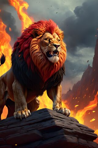 Majestic Lion Amidst Fl..