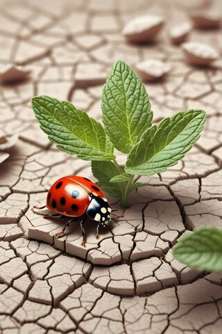 Ladybird and Peppermint On Scarched Soil