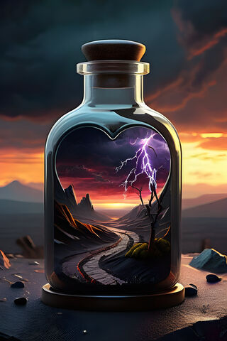Landscape In Wine Bottle