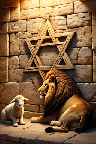 Lion Lamb Israel Wall P..
