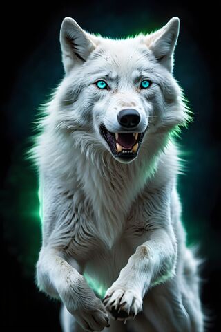 Leaping White Wolf Glow..