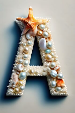 Letter A Sea Shell Pearls
