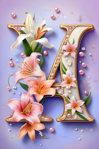 Letter A Pearls Lillies..