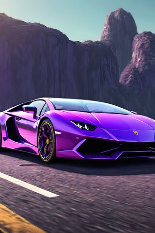 Lambogini With Cliffs In The Backround
