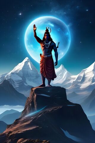 Lord Shiva Standing On Top Of Mount Kailash