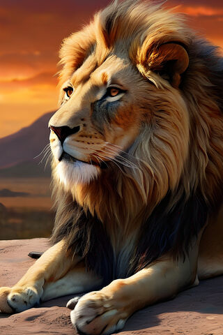 Majestic Lion at Sunset 🦁🌅
