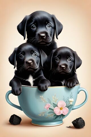 Lab Puppies In A Tea Cup