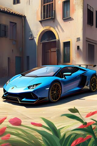 Sleek Blue Supercar in ..