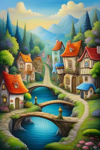 Enchanted Village by the River 🌳🏡