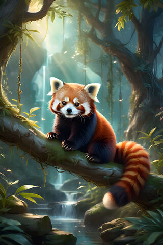 Adorable Red Panda in a Magical Forest 🌳🦊