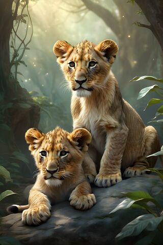 Majestic Lion Cubs in t..