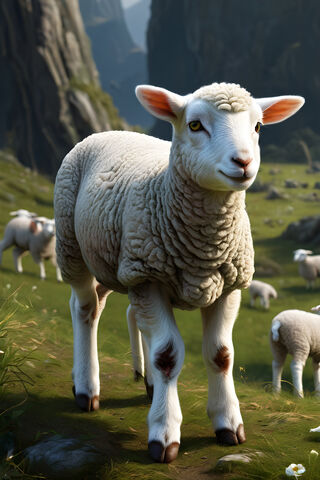 Charming Sheep in a Ser..