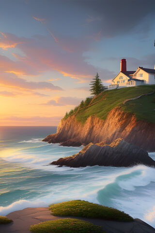 Lighthouse At Sunset