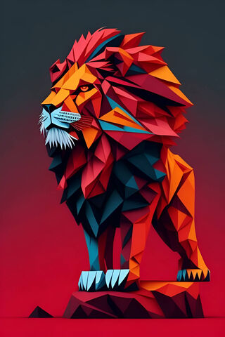 Majestic Polygonal Lion..