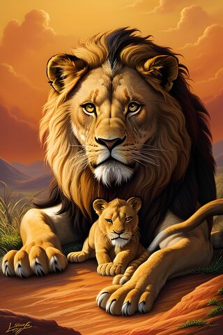 Majestic Lion and Cub 🦁✨