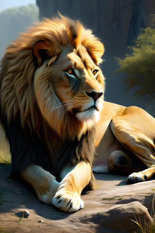 Majestic Lion in the Wi..