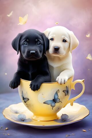 Lab Puppies In A Tea Cup