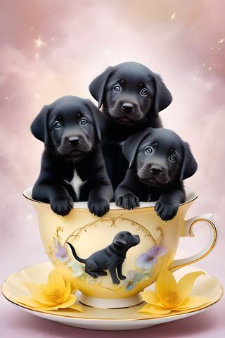 Lab Puppies In A Tea Cup