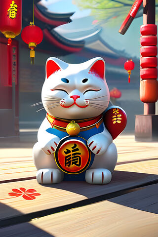 Lucky Cat in a Festive Setting 🐱✨