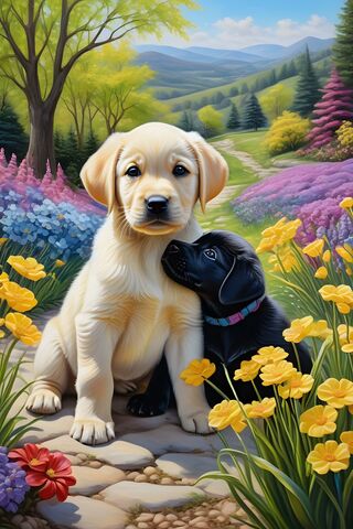 Lab Puppies In A Field