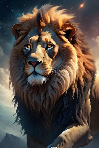 Majestic Lion in Cosmic..