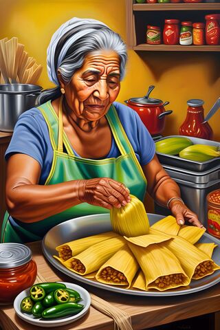 Latina Granny, Making Tamales,