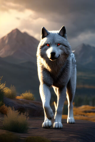 Majestic White Wolf in ..