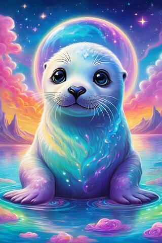 Magical Seal in a Dreamy Landscape 🌈✨