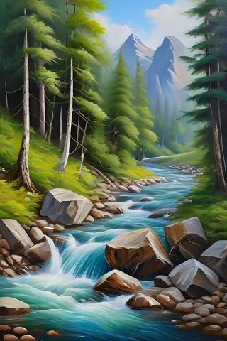 Tranquil Mountain Stream 🌲💧