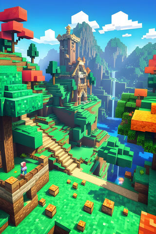 A Vibrant Minecraft Adventure 🌳🏰
