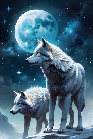 Moon With Wolves