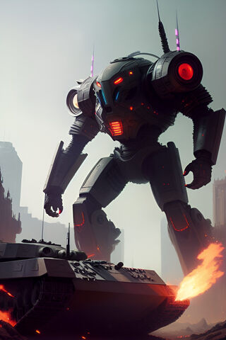 Giant Mech vs. Tank Showdown 🤖🔥