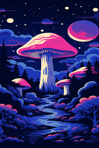 Enchanted Nightscape 🌌🍄