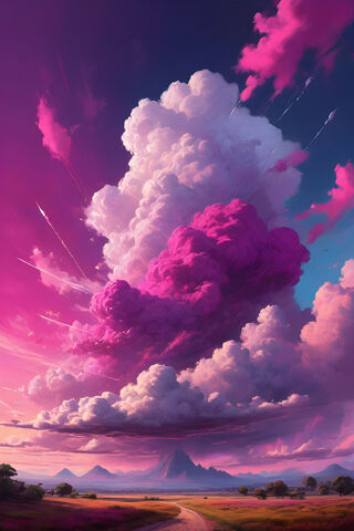 Magenta Sky With Clouds
