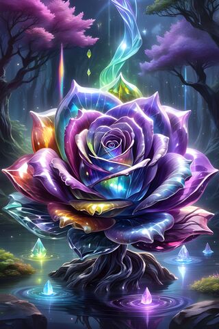 Magical Crystal Rose In A Dream Catcher