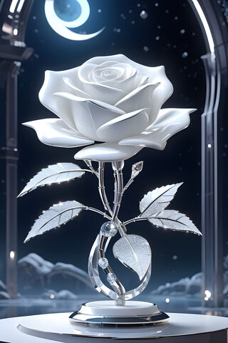Moonlit White Rose